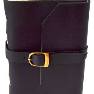 Black Leather Journal With Buckle 4 1/2" x 6 1/2" 240 Pages Unlined