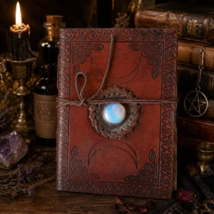 5" x 7" Triple Moon Embossed Leather Journal w/ Cord Closure