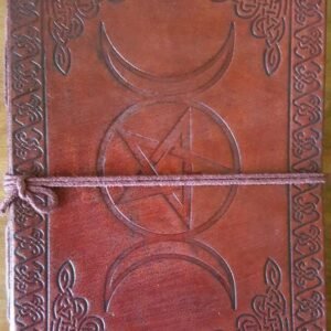 5" x 7" Triple Moon Pentagram Leather Blank Book w/ Cord
