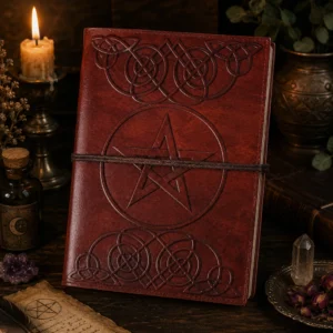 5" x 7" Pentagram Leather Blank Book w/ Cord