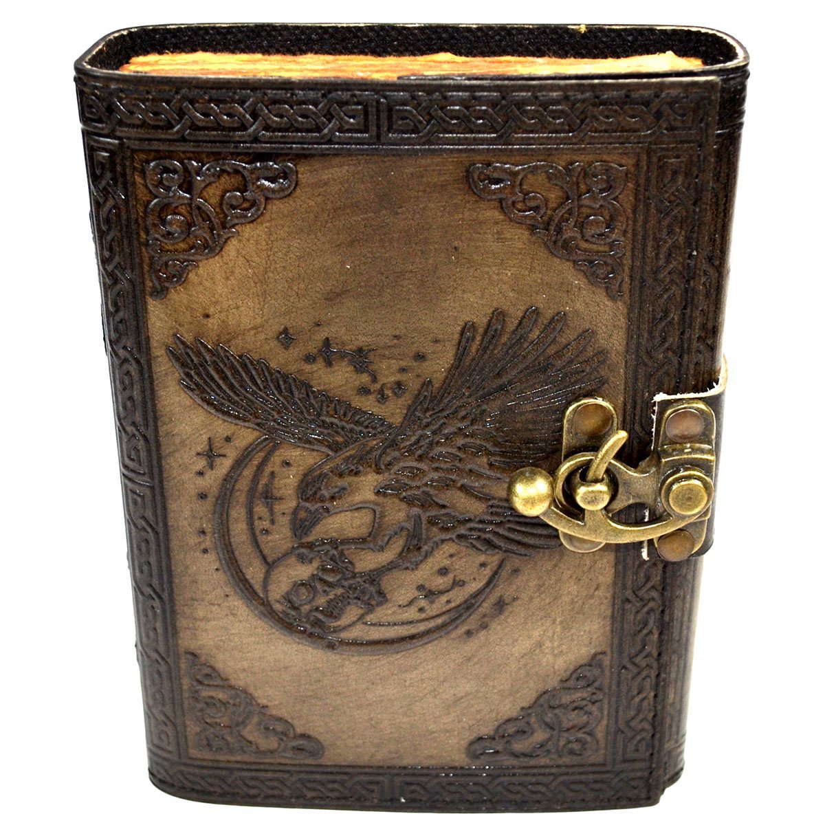 Raven & Skull Aged-Look Paper Leather Journal w/ Latch