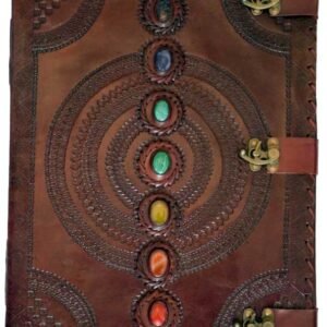 7 Stone Leather Blank Book w/ 3 Latch 13 1/2" x 18"