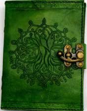 Green Tree Of Life Leather Journal w/ Latch 5" x 7"