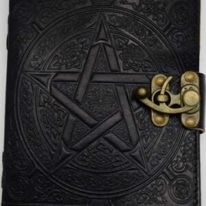 Black Pentagram Leather Journal w/ Lock 5" x 7"
