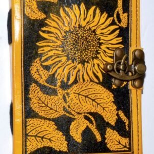 Sunflower Leather Blank Book With Latch 5" x 7"