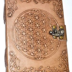 5" x 7" Flower Of Life Embossed Leather Journal w/ Latch