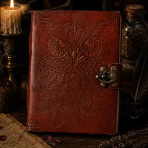 5" x 7" Owl Leather Blank Book w/ Latch