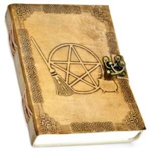 5" x 7" Broom Pentagram Embossed Leather Journal w/ Latch