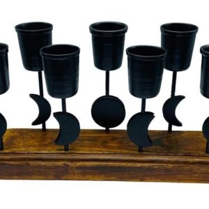 Moon Phases Iron Taper Candle Holder 7 1/2"