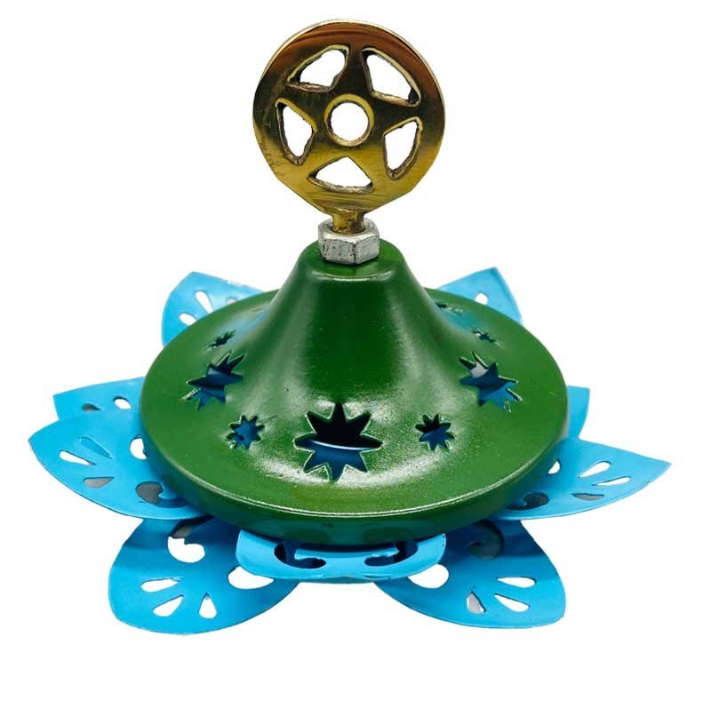 Pentagram Tealight Stand 3 1/2" Brass And Iron