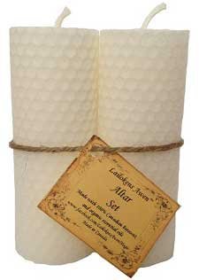 4 1/4" White Altar Candle Set w/ Anointing Oil