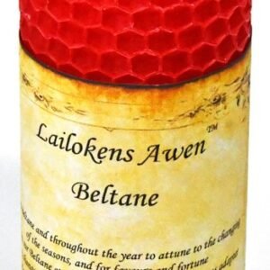 4" Beltane Sabbat Lailokens Awen Beeswax Pillar Candle