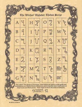 Witches' Alphabet Theban Script Poster 8 1/2" x 11"