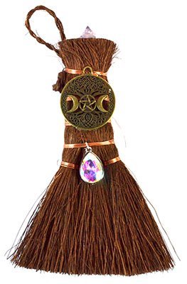 6" Triple Moon & Pentagram Copper Broom