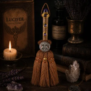 12" Triple Moon Crystal Broom