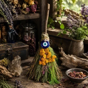 11" Evil Eye Herb Broom