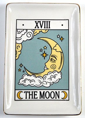 Moon Tarot Ceramic Dish With Gold Edging 4 1/2" x 6 1/2"