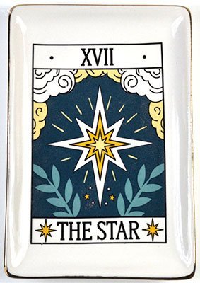 Star Tarot Ceramic Dish With Gold Edging 4 1/2" x 6 1/2"