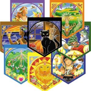 Wheel Of The Year Prayer Flags 15" x 17" Each Flag