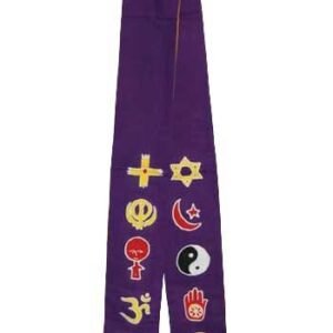 Interfaith Minister's Stole in Purple And Gold Cotton Wax 4" x 6"