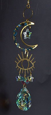 16" Evil Eye Crescent Moon Stone Sun Catcher