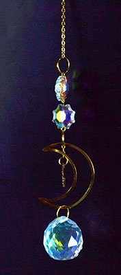 11" Gold-Toned Crescent Moon Sun Catcher
