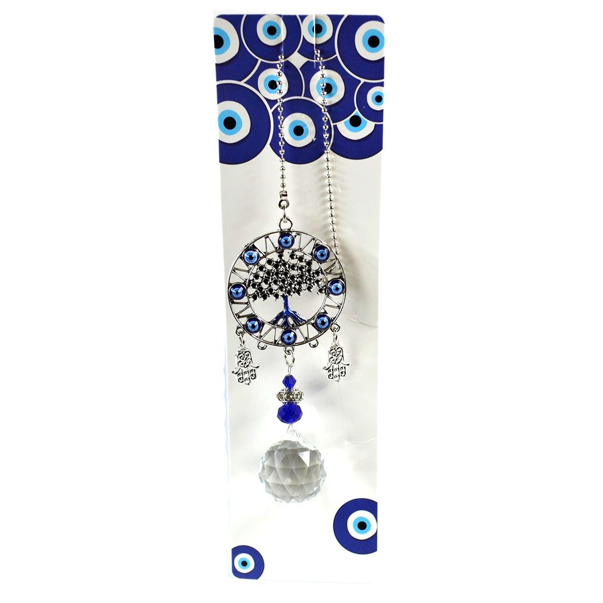 Tree Of Life & Faceted Crystal Evil Eye Wall Hanging 13"