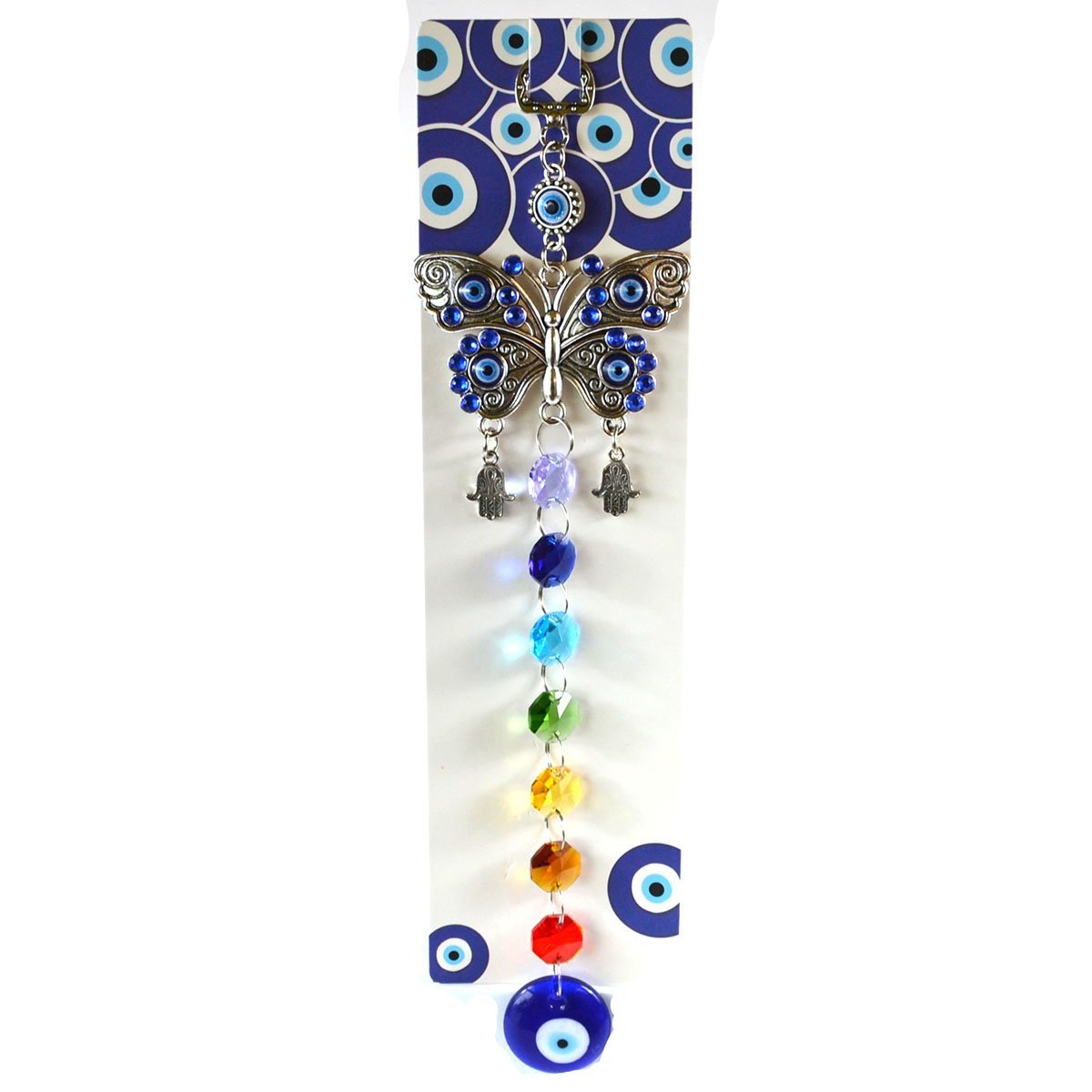 Butterfly Evil Eye Glass Wall Hanging 11"
