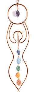 Copper Goddess Wall Hanging With Chakra Stones 19" x 3"