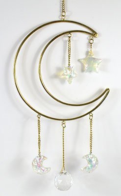 Crescent Moon Wall Hanging With Crystal Accent 14 1/2" x 6"