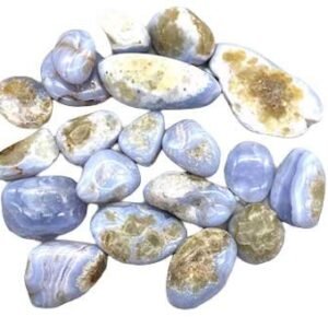 Blue Lace Agate Tumbled Stones 1 lb 15-30 mm