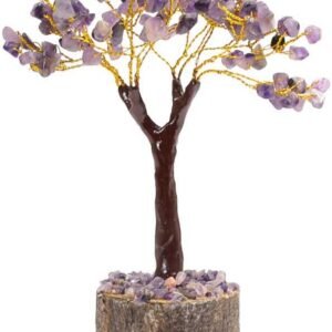 Amethyst Gemstone Tree With 160 Beads, 2" Resin And Stone Accent