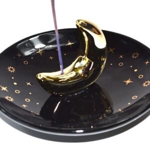5" Crescent Moon Ceramic Incense Burner