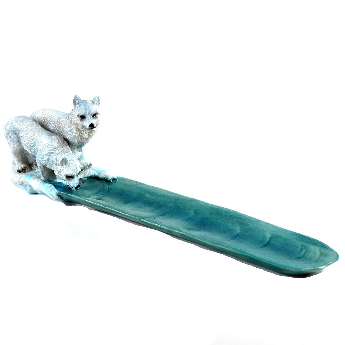 10" Wolf Drinking Stick Incense Burner