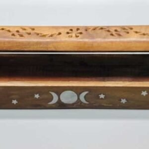 12" Flip Top Triple Moon Silver Incense Holder