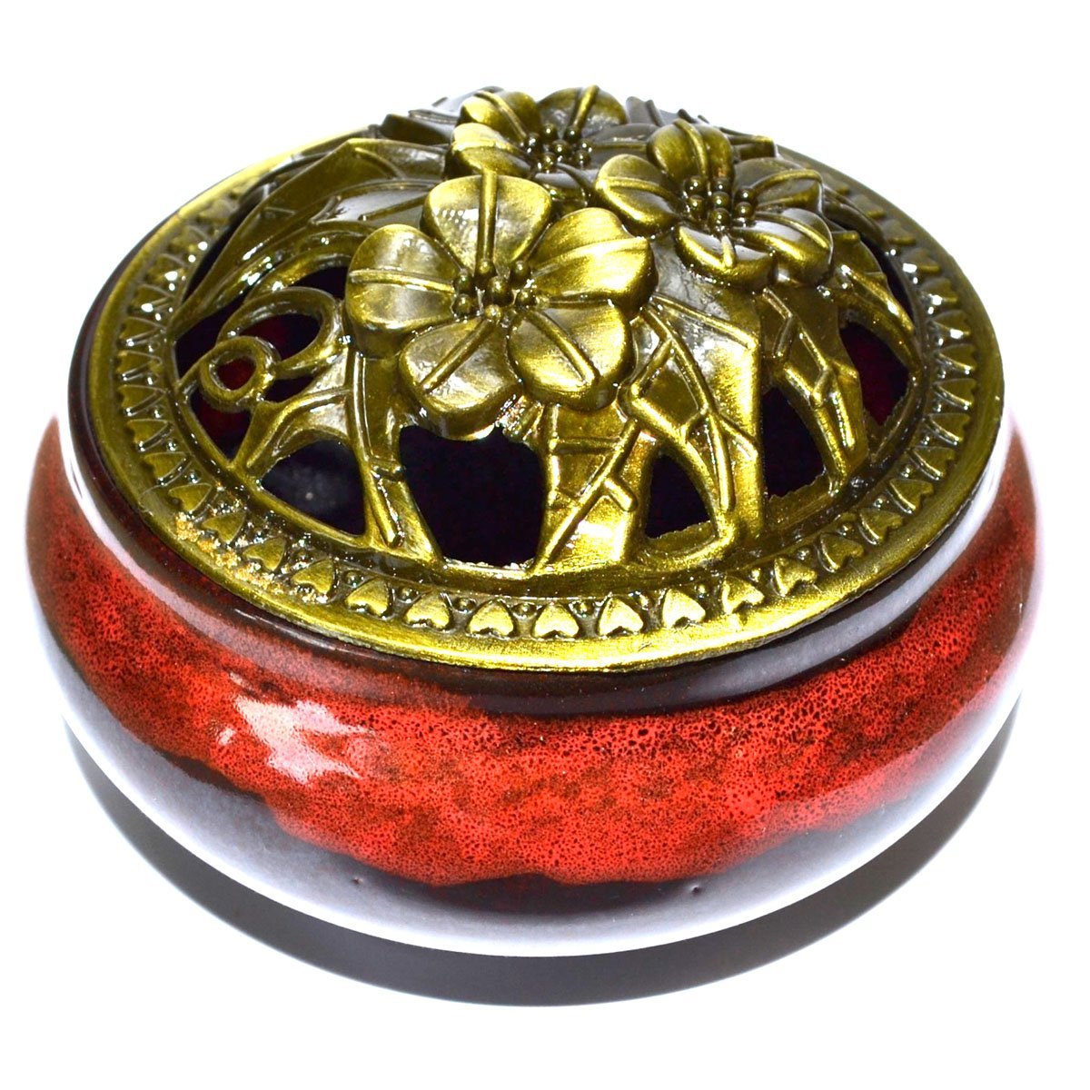 3 3/4" Lava Ceramic Burner w/ Floral Lid