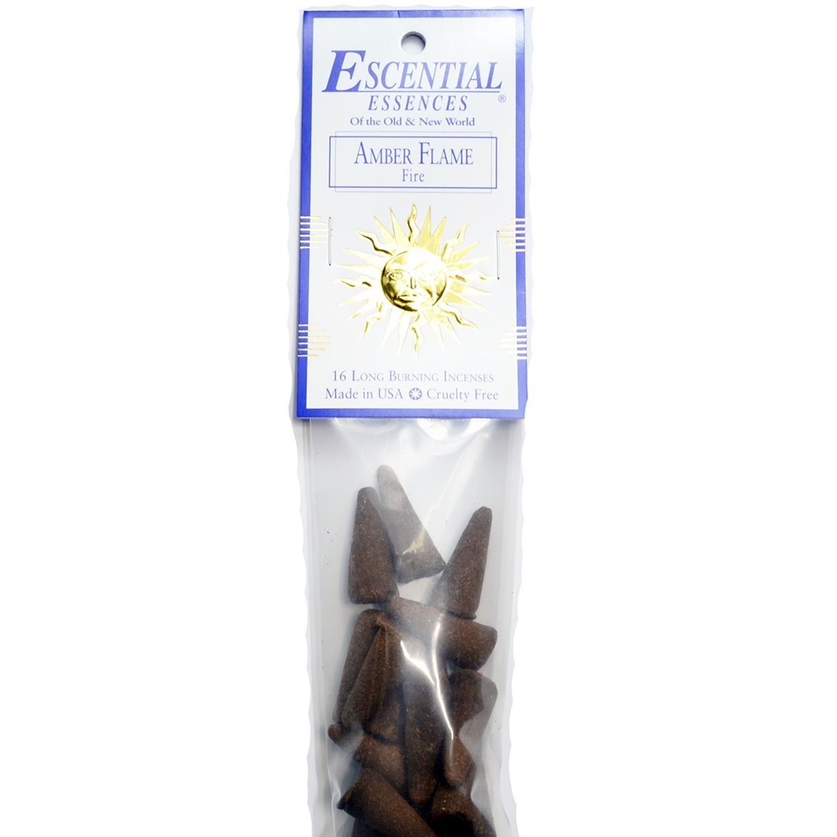 Amber Flame Escential Essences Cone Incense 16-Pack