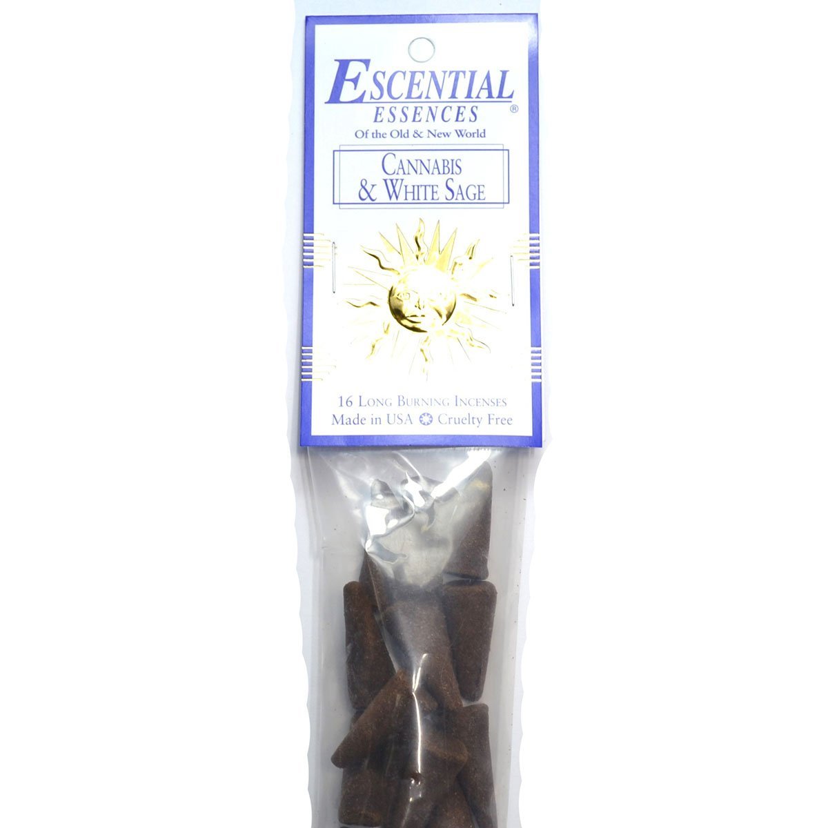 Cannabis & White Sage Escential Essences Incense Cones 16-Pack
