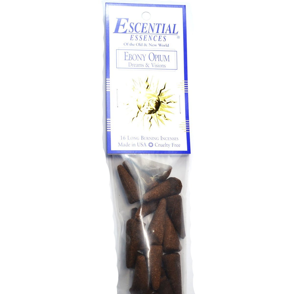 Ebony Opium Escential Essences Cone Incense 16-Pack