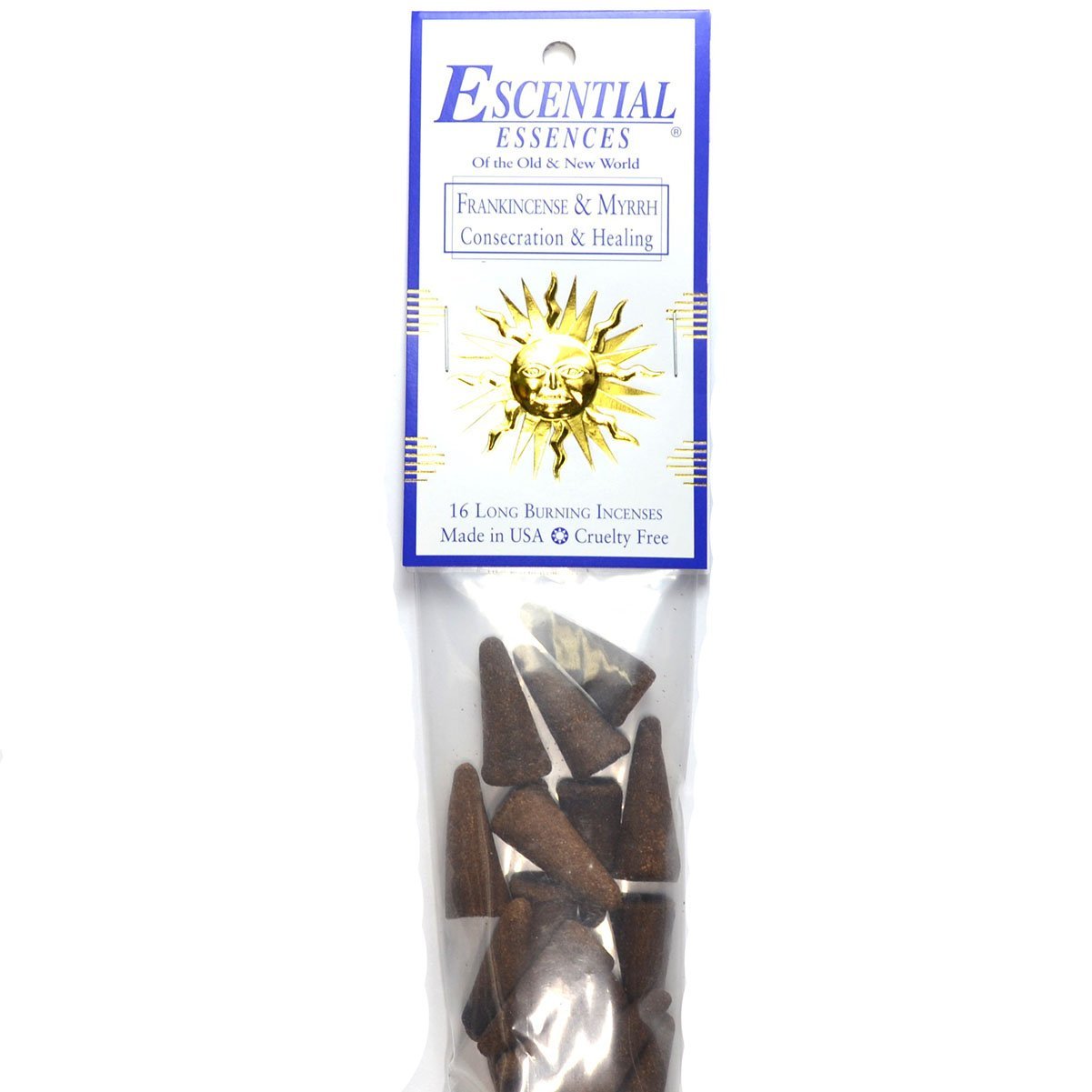 Frankincense & Myrrh Escential Essences Incense Cones 16-Pack