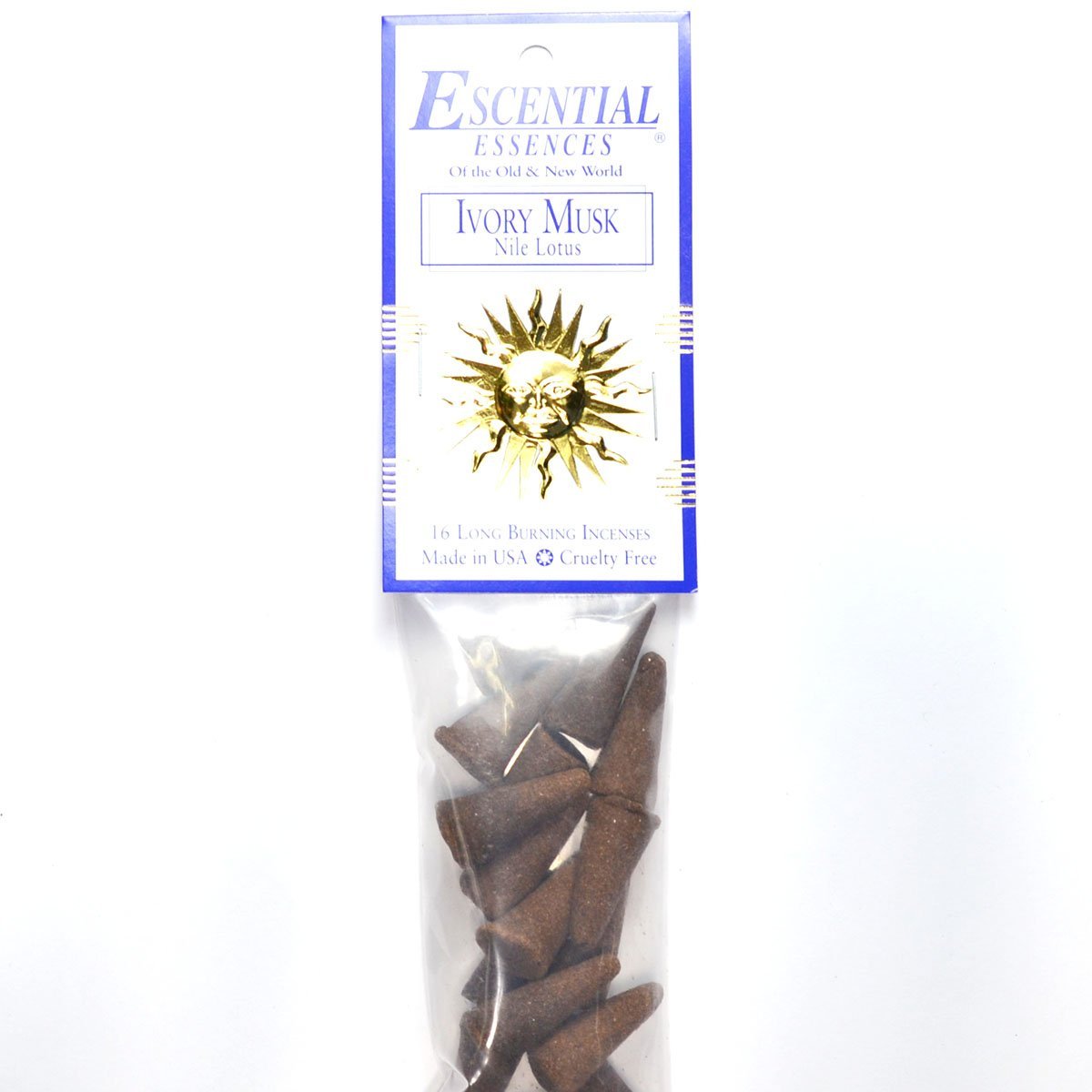 Ivory Musk Escential Essences Cone Incense 16-Pack