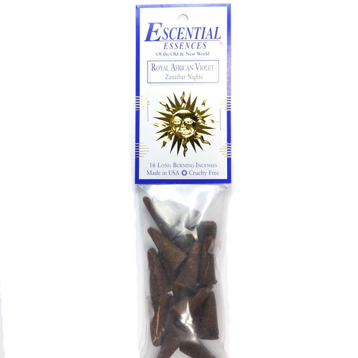 Royal African Violet Escential Essences Cone Incense 16-Pack
