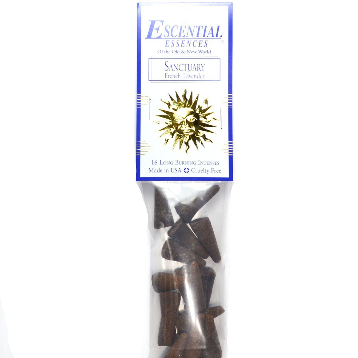 Sanctuary Escential Essences Cone Incense 16-Pack, French Lavender