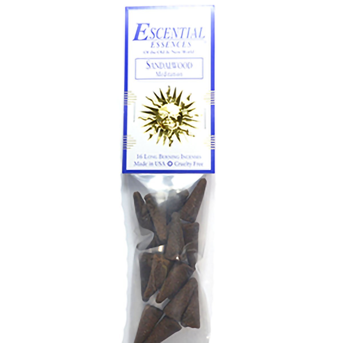 Sandalwood Escential Essences Incense Cones 16-Pack