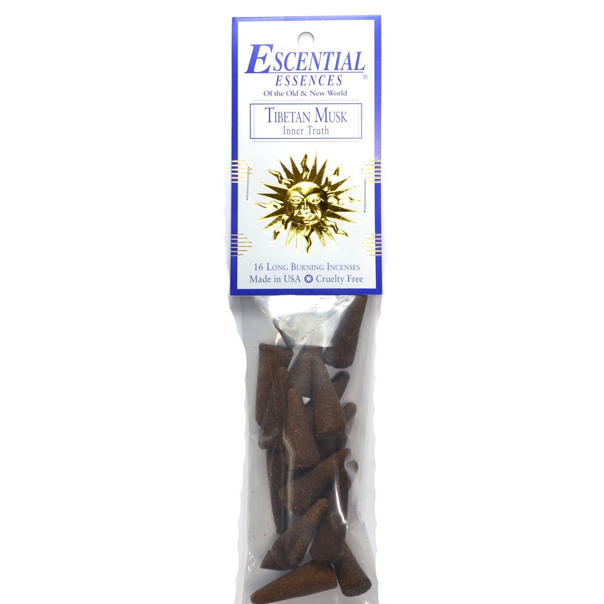 Tibetan Musk Escential Essences Cone Incense 16-Pack