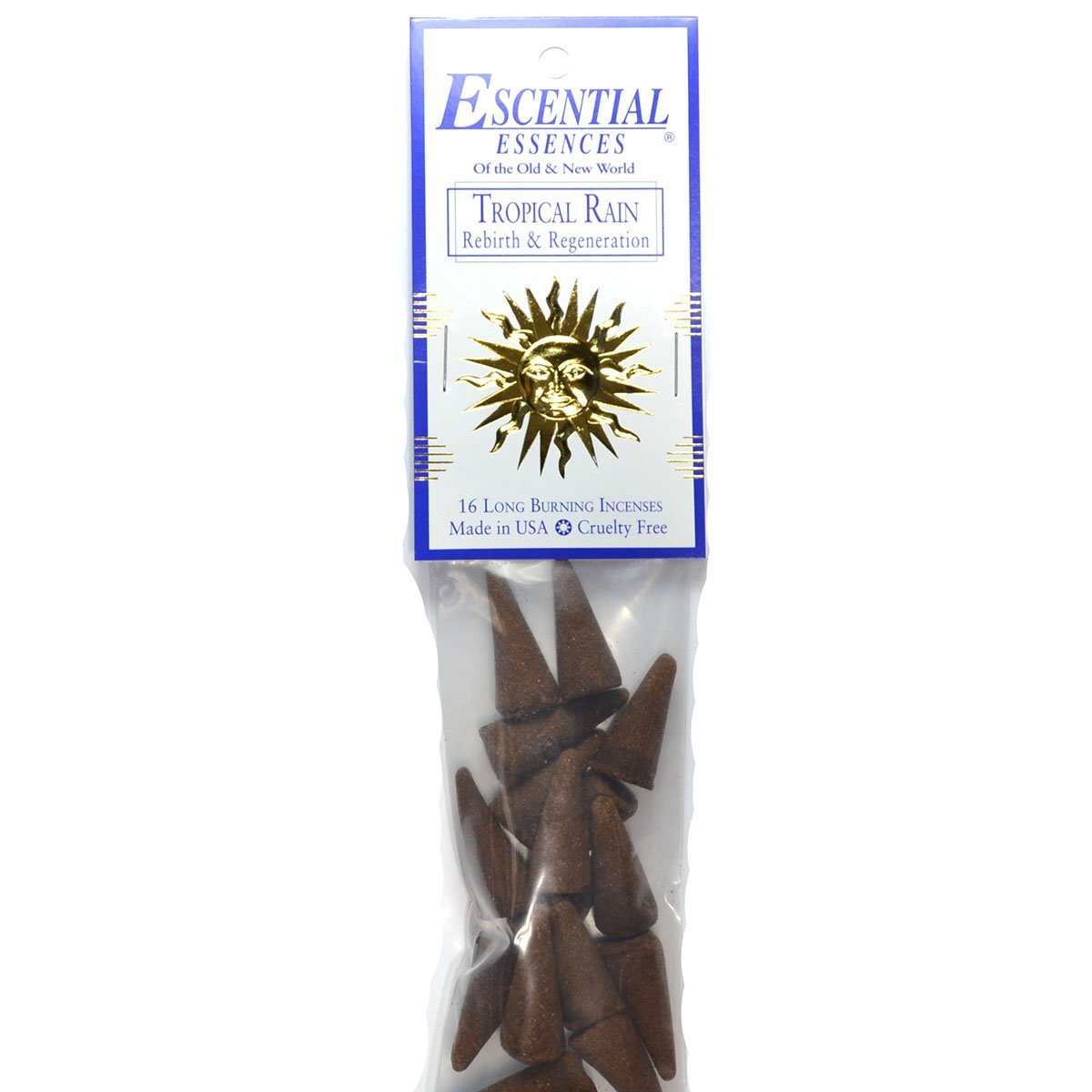 Tropical Rain Escential Essences Cone Incense 16-Pack