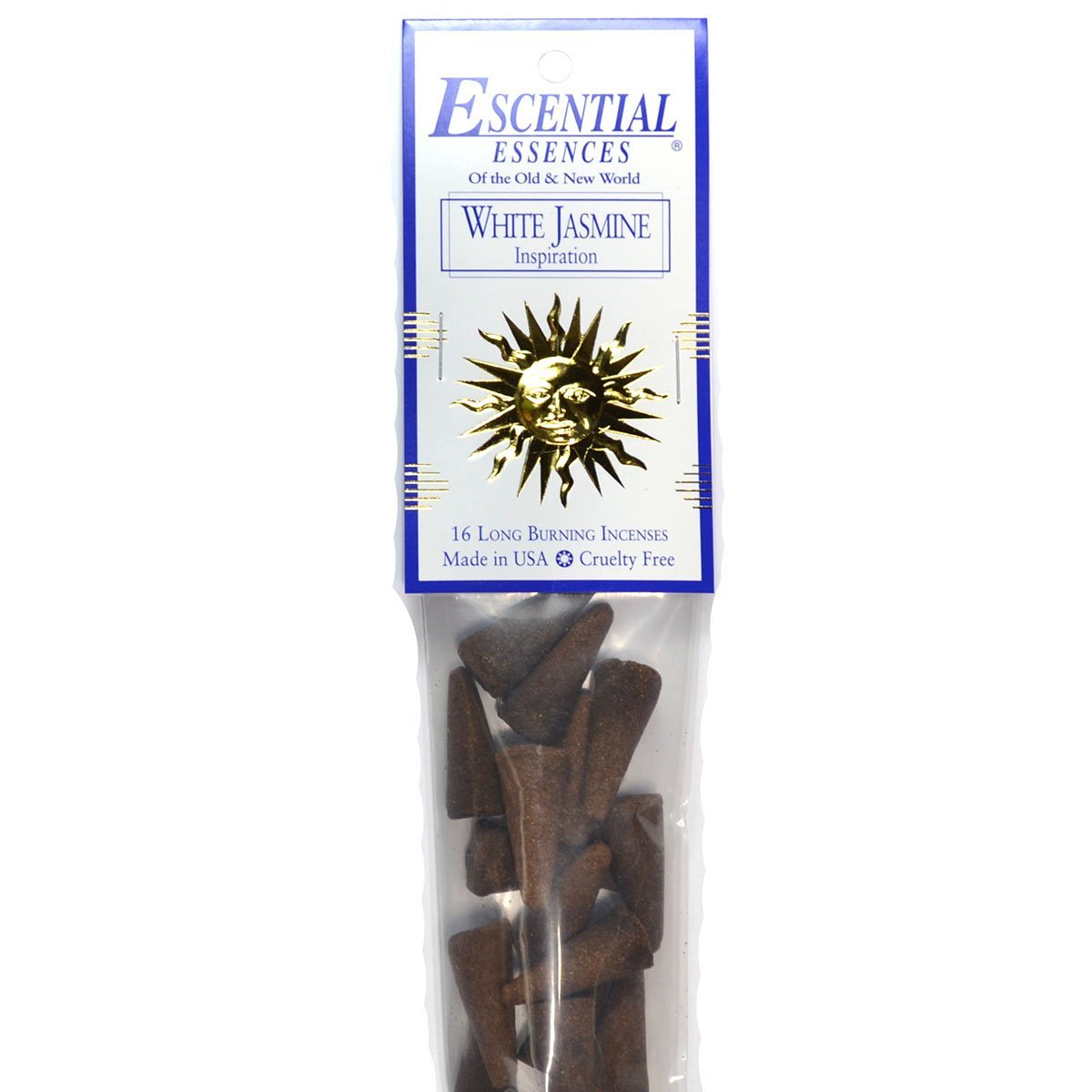 White Jasmine Escential Essences Cone Incense 16-Pack