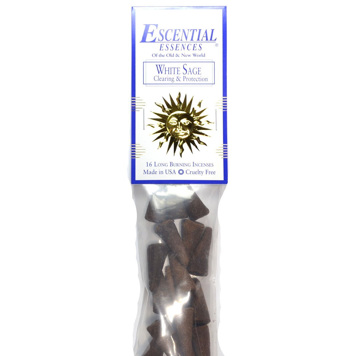 White Sage Escential Essences Cone Incense 16-Pack
