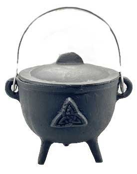 4.5" Triquetra Cast Iron Cauldron With Lid