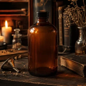 16 oz Amber Glass Bottle With Cap